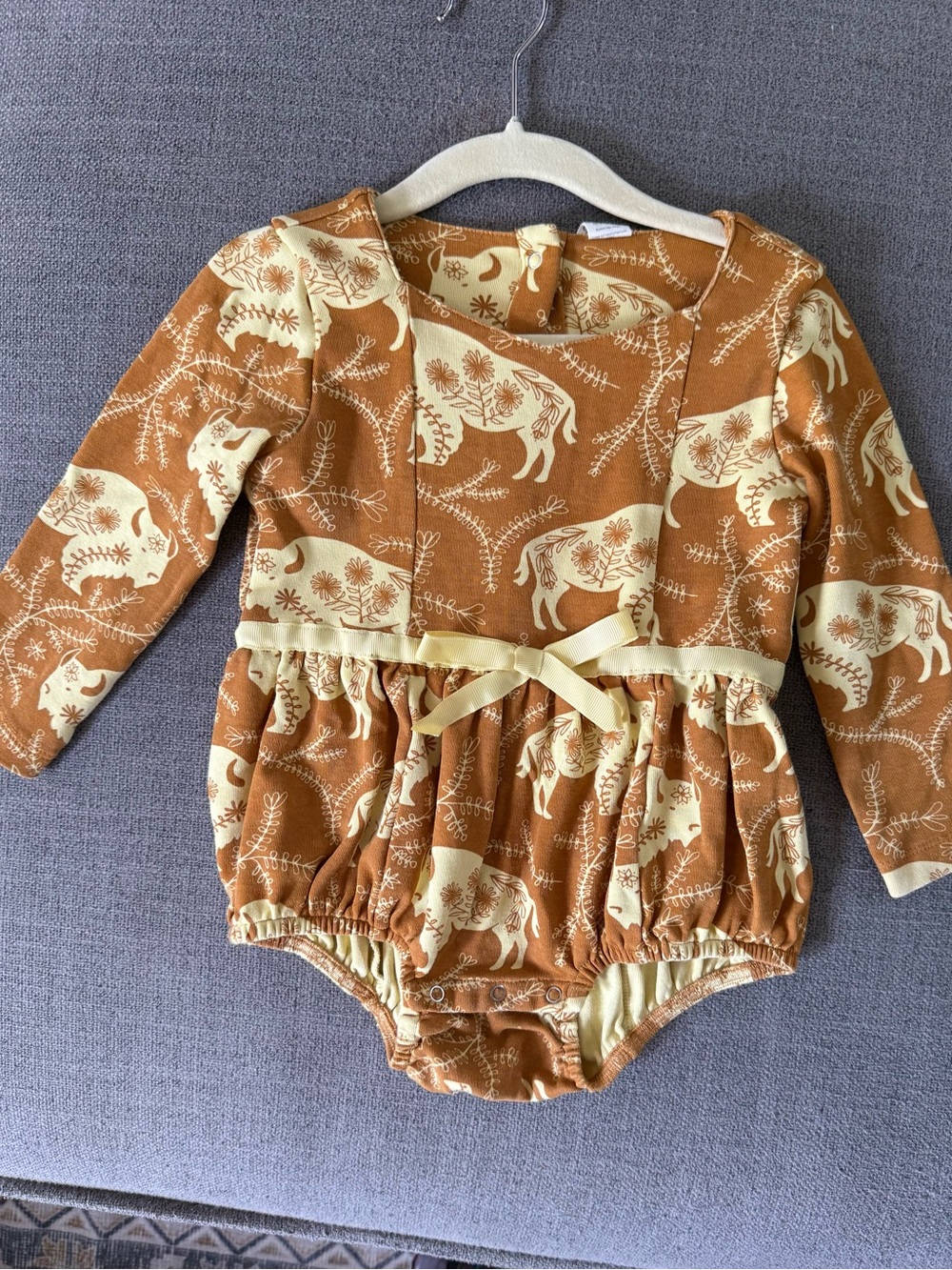 kate quinn Rust and Cream Animal-Print Long-Sleeve One-Piece